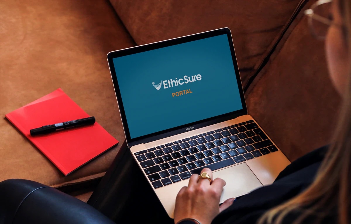 Laptop showing the EthicSure portal